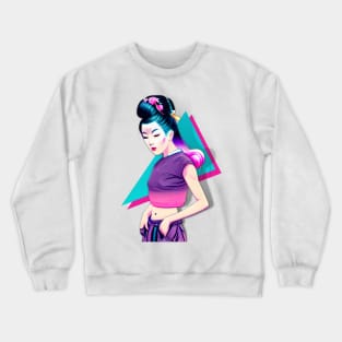 Vaporwave Pretty Geisha Girl Crewneck Sweatshirt